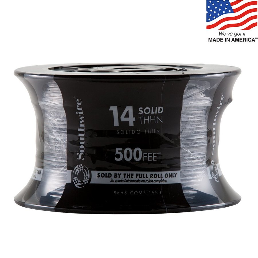 500 ft 14 AWG Solid Black Copper THHN Wire (By the Roll)