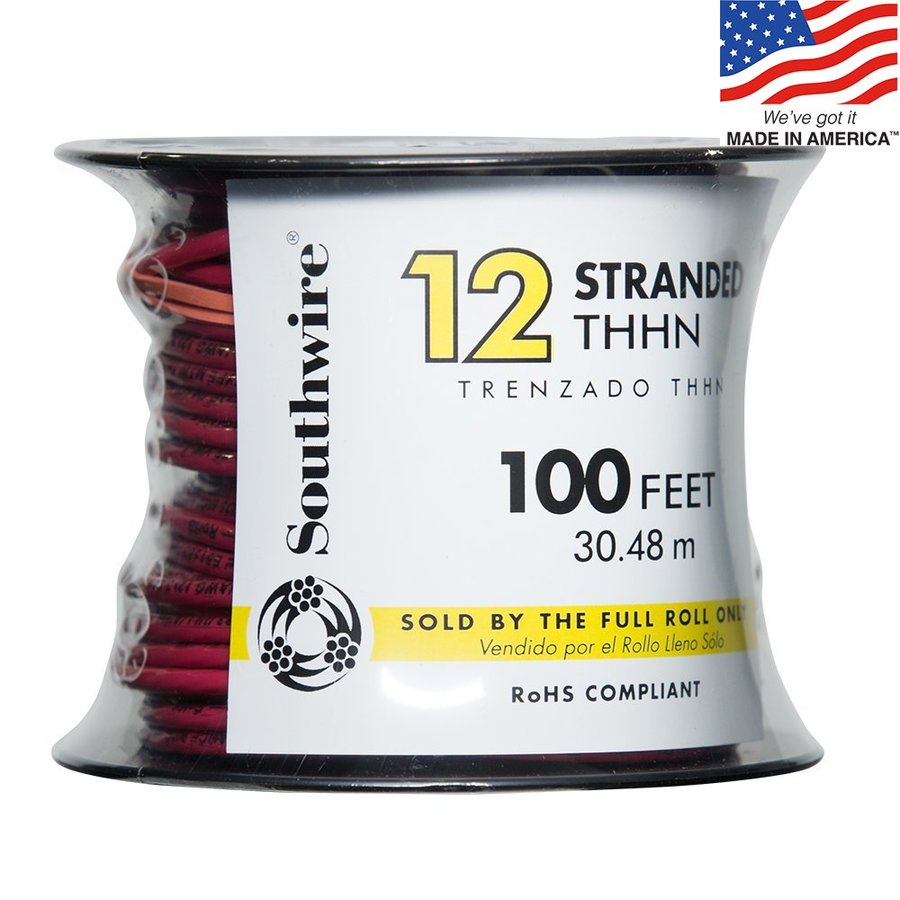 Cerro Wire 100 ft 12 AWG Stranded Red THHN Wire