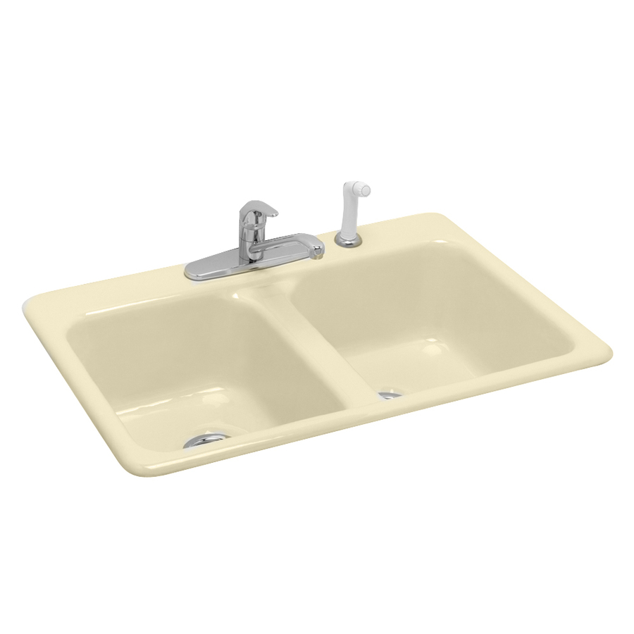 American Standard Bisque Double Basin Cast Iron Topmount Kitchen Sink