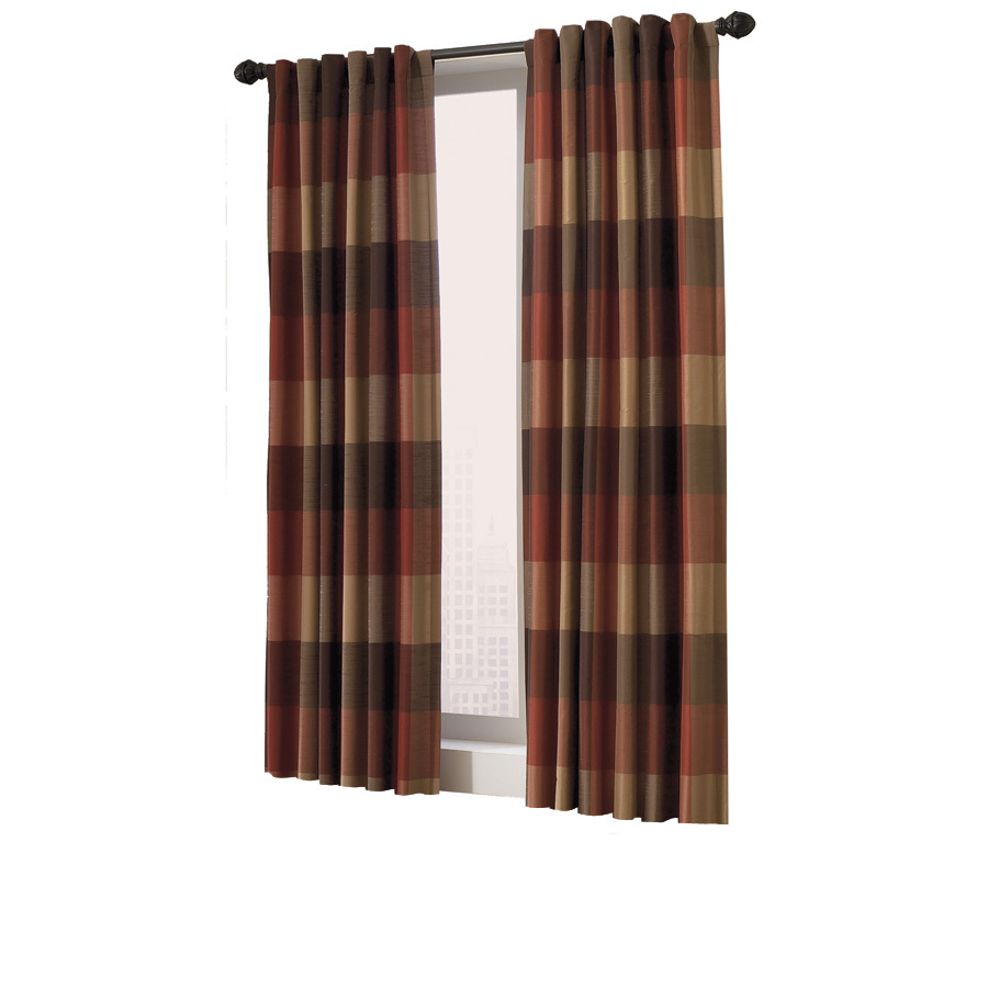 allen + roth Emilia 63 in L Plaid Rust Back Tab Curtain Panel