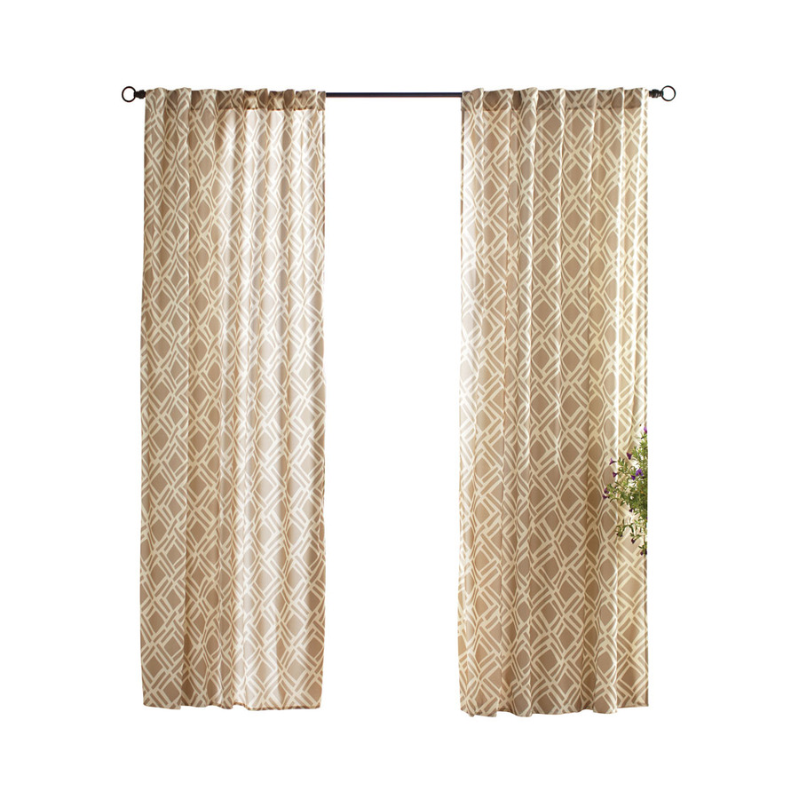 Solaris 108 in L Khaki Trellis Outdoor Window Curtain Panel