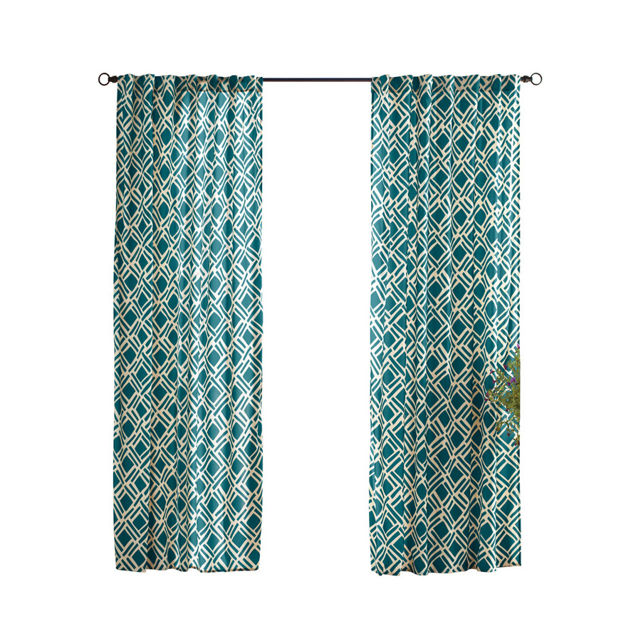 Solaris 96 in L Teal Trellis Outdoor Window Curtain Panel