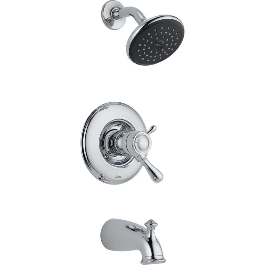 Delta Leland Chrome 1 Handle Bathtub and Shower Faucet Trim Kit with Rain Showerhead