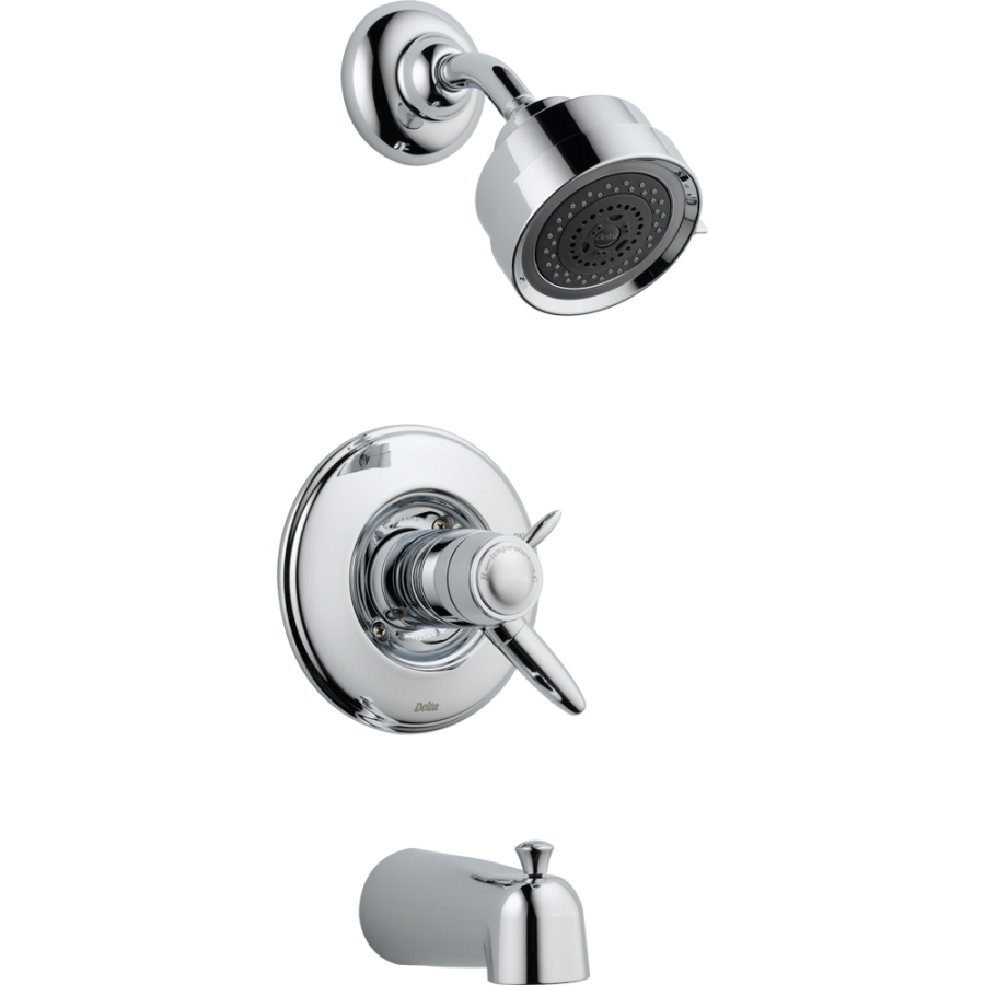 Delta Grail Chrome 1 Handle Bathtub and Shower Faucet Trim Kit with Multi Function Showerhead
