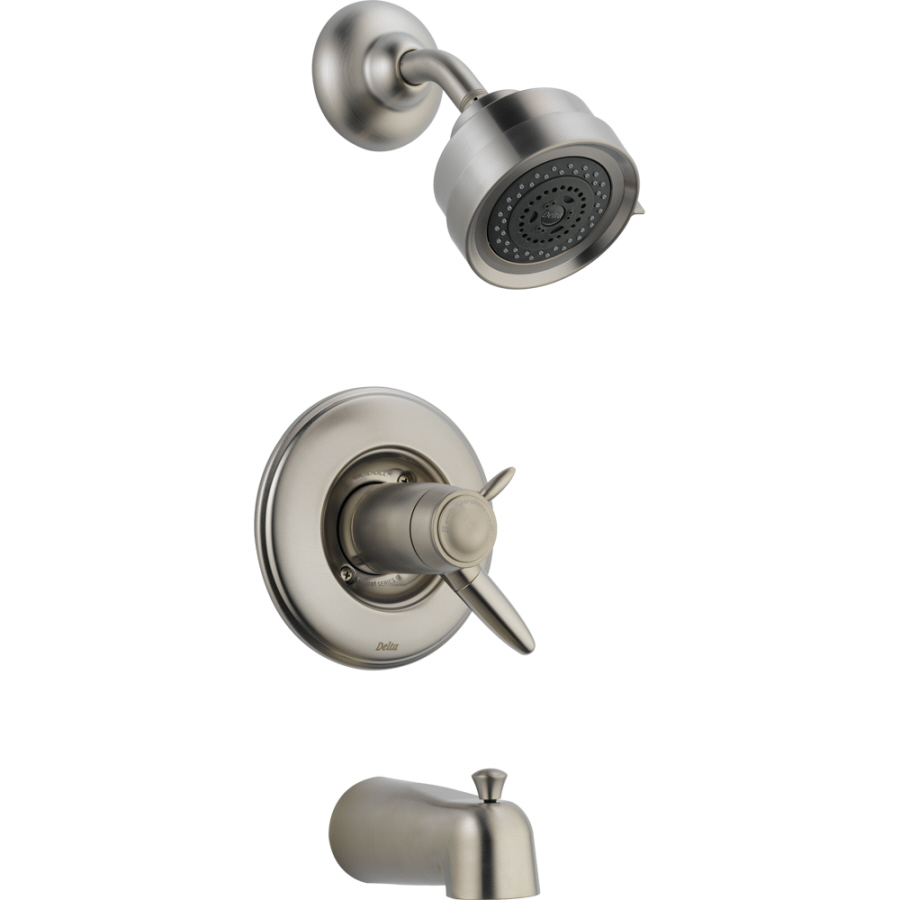 Delta Grail Stainless 1 Handle Bathtub and Shower Faucet Trim Kit with Multi Function Showerhead