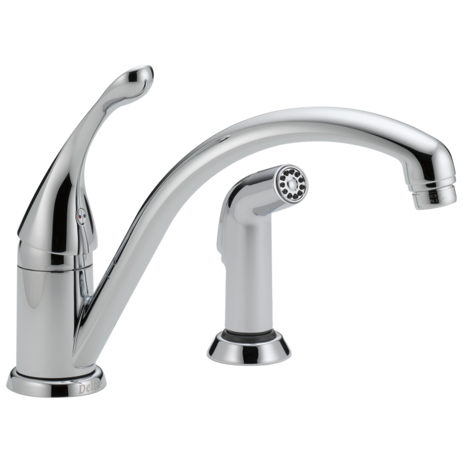 Delta Collins Chrome Low Arc Kitchen Faucet with Side Spray