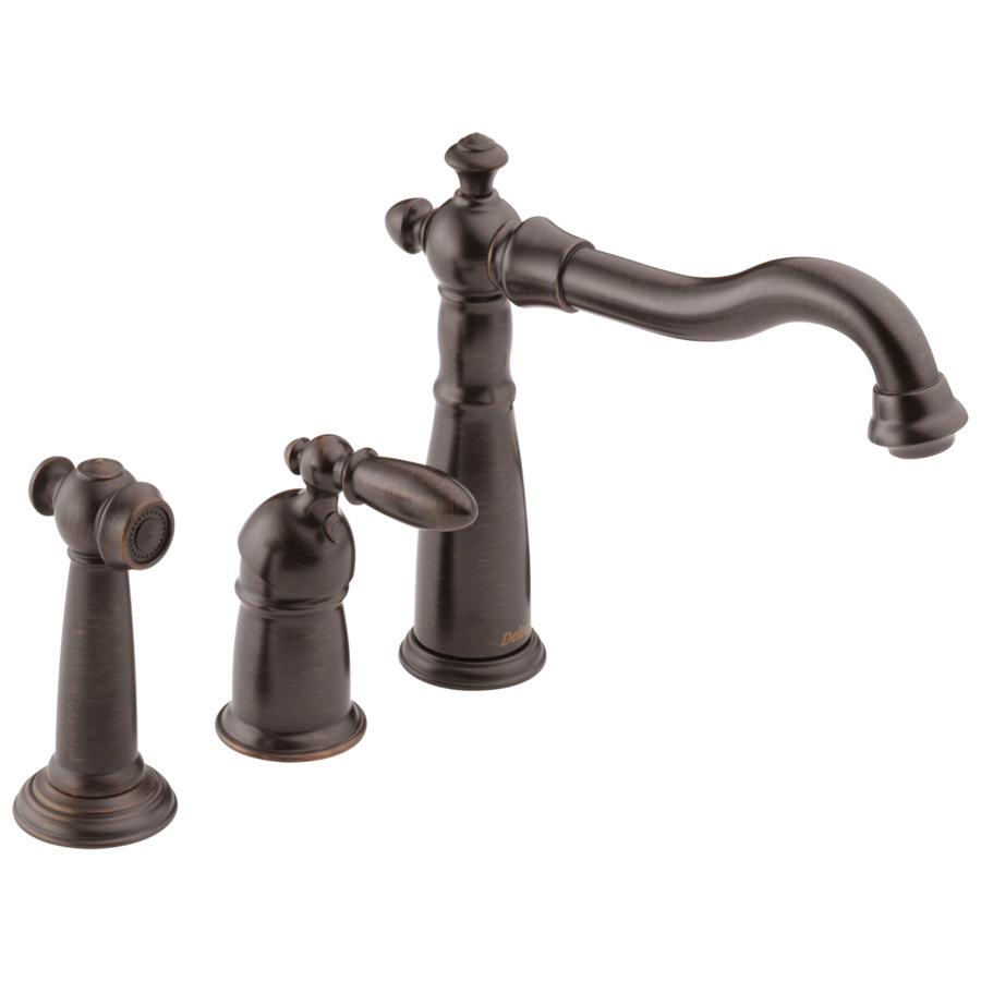 Delta Victorian Venetian Bronze High Arc Kitchen Faucet with Side Spray