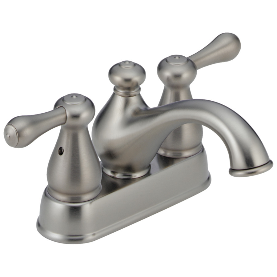Delta Leland Stainless 2 Handle 4 in Centerset WaterSense Bathroom Sink Faucet (Drain Included)