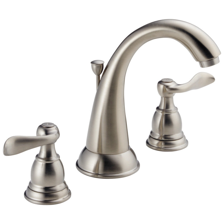 Delta Windemere with Metal Drain Stainless 2 Handle Widespread WaterSense Bathroom Faucet (Drain Included)