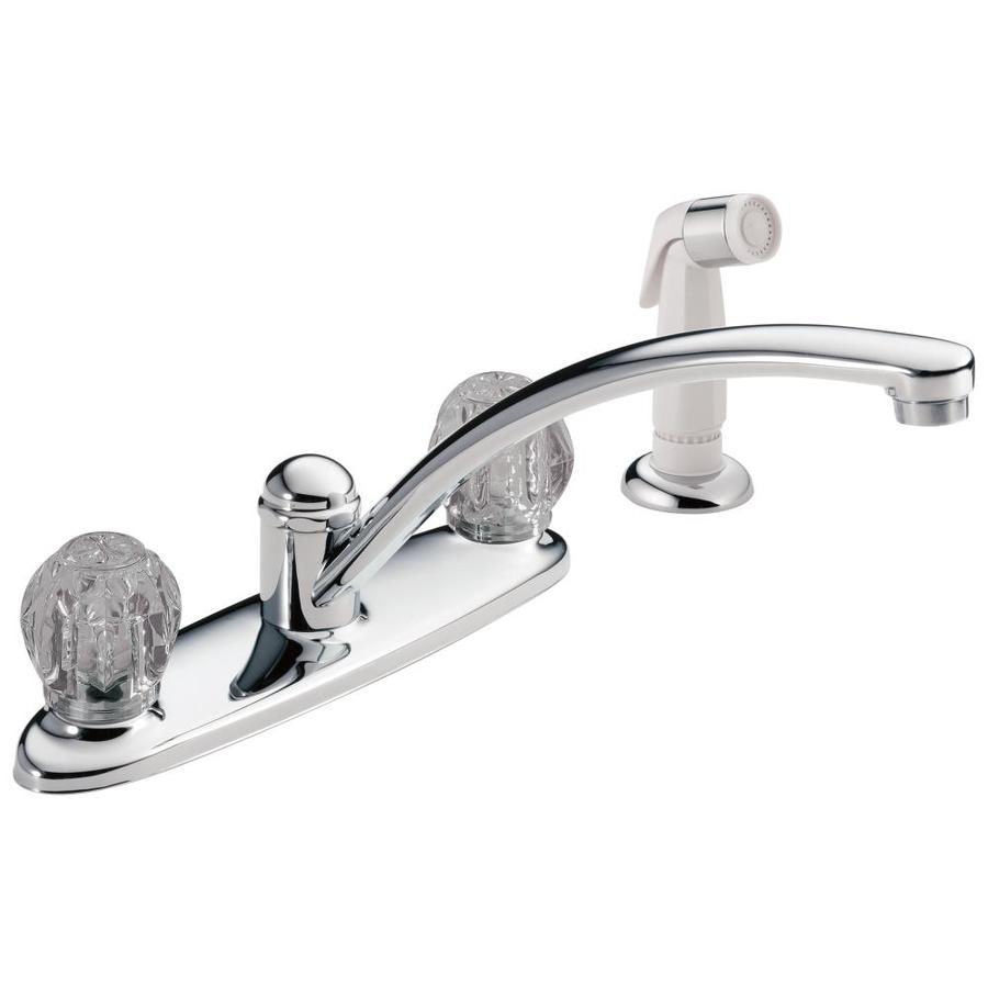 Delta Classic Chrome Low Arc Kitchen Faucet with Side Spray