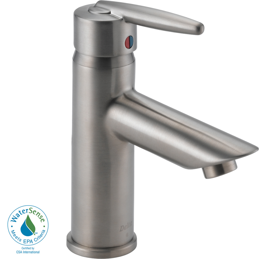 Delta Grail Stainless 1 Handle Single hole/4 in Centerset WaterSense Bathroom Sink Faucet