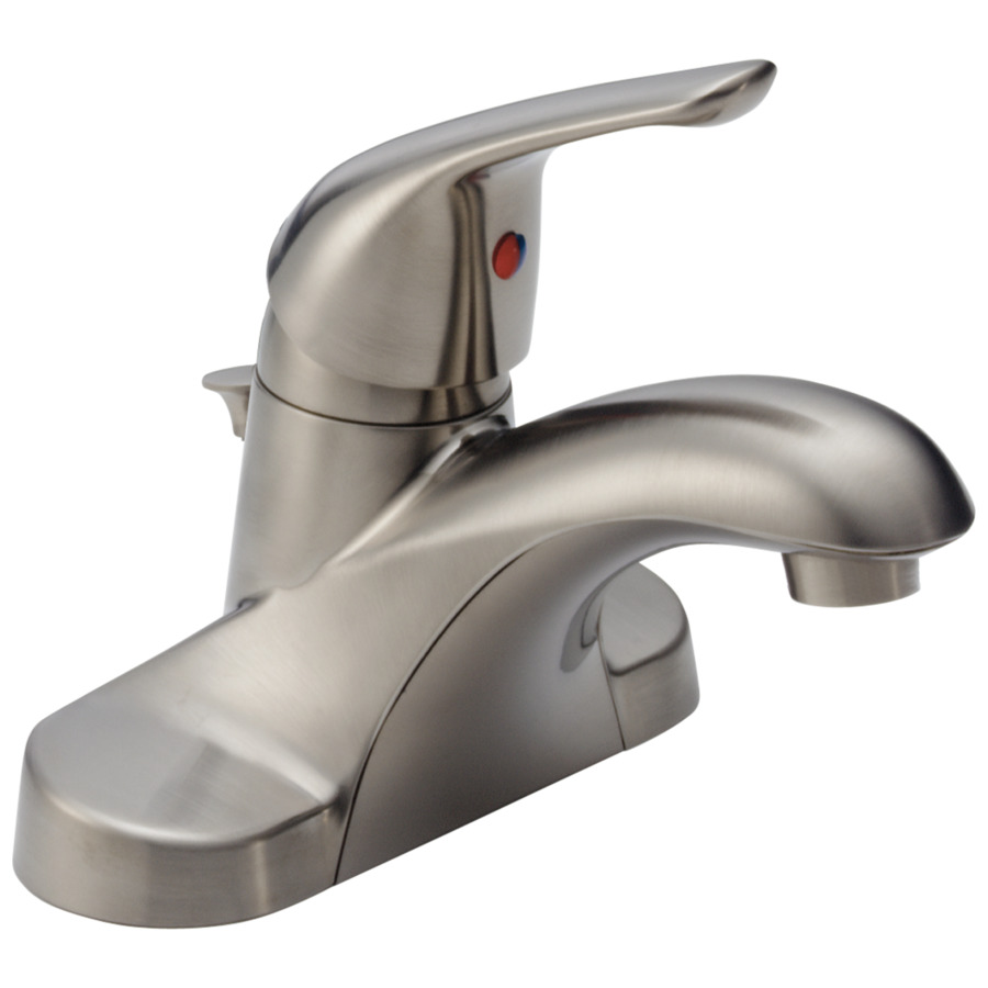 Delta Foundations Stainless 1 Handle 4 in Centerset WaterSense Bathroom Faucet (Drain Included)