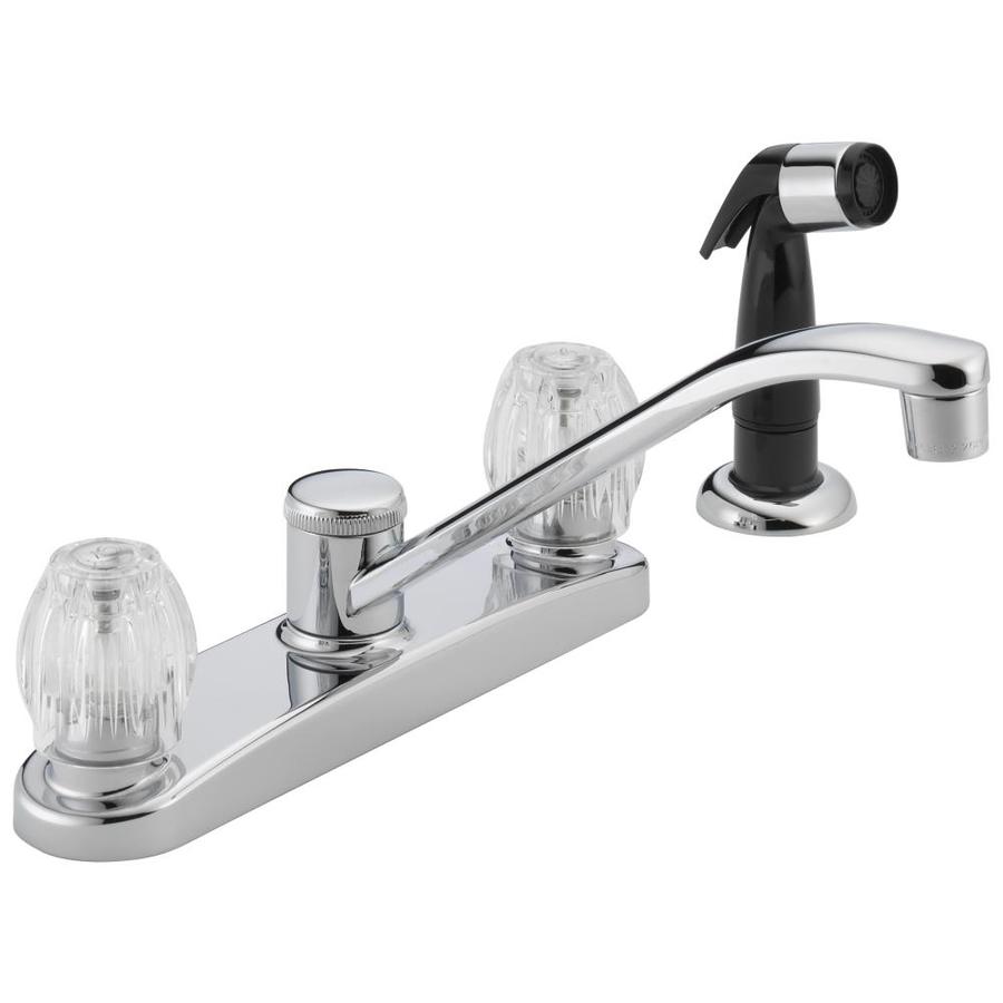 Peerless Chrome Low Arc Kitchen Faucet with Side Spray