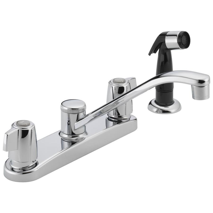 Peerless Chrome Low Arc Kitchen Faucet with Side Spray