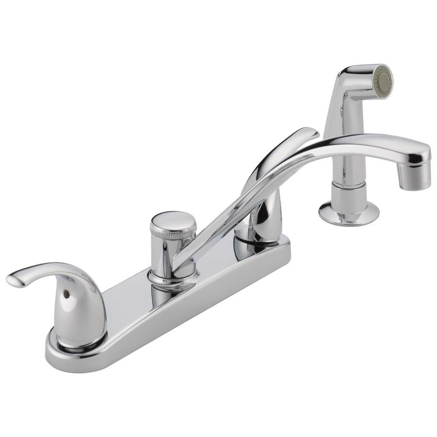 Peerless Chrome Low Arc Kitchen Faucet with Side Spray