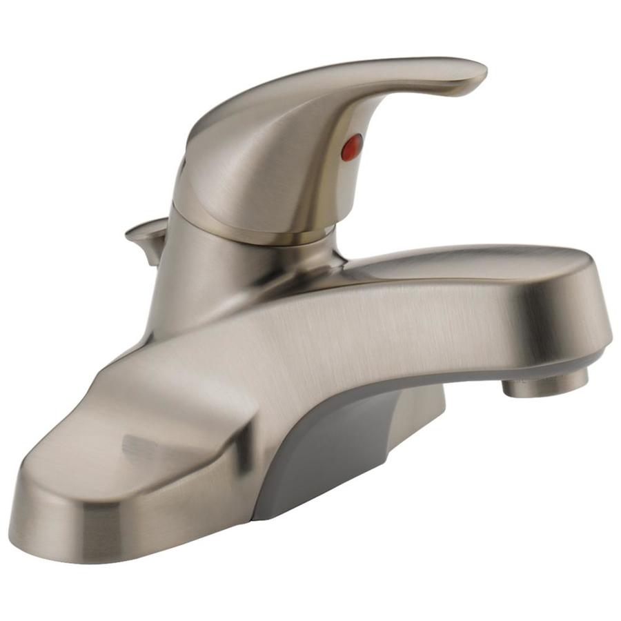 Peerless Core Brushed Nickel 1 Handle 4 in Centerset WaterSense Bathroom Sink Faucet (Drain Included)