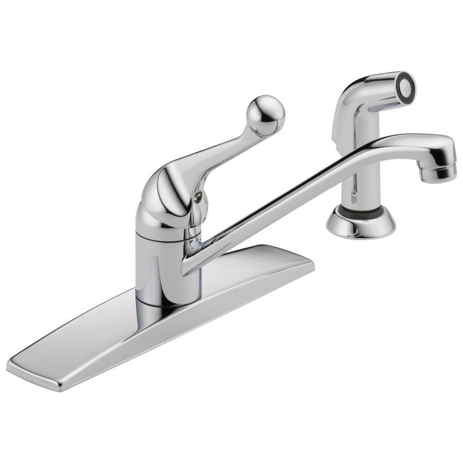 Delta Classic Chrome Low Arc Kitchen Faucet with Side Spray