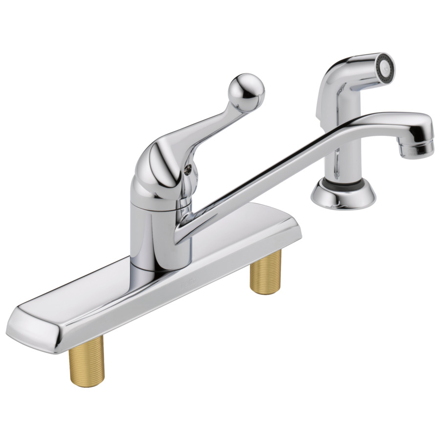 Delta Classic Chrome Low Arc Kitchen Faucet with Side Spray