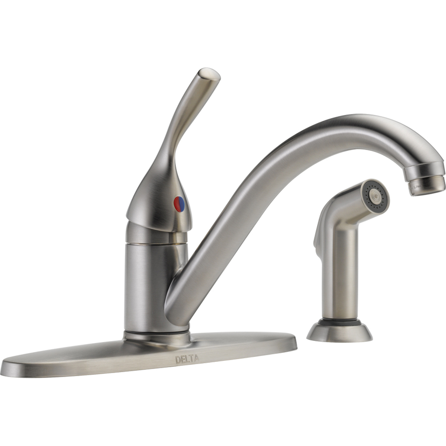 Delta Classic Stainless Low Arc Kitchen Faucet with Side Spray