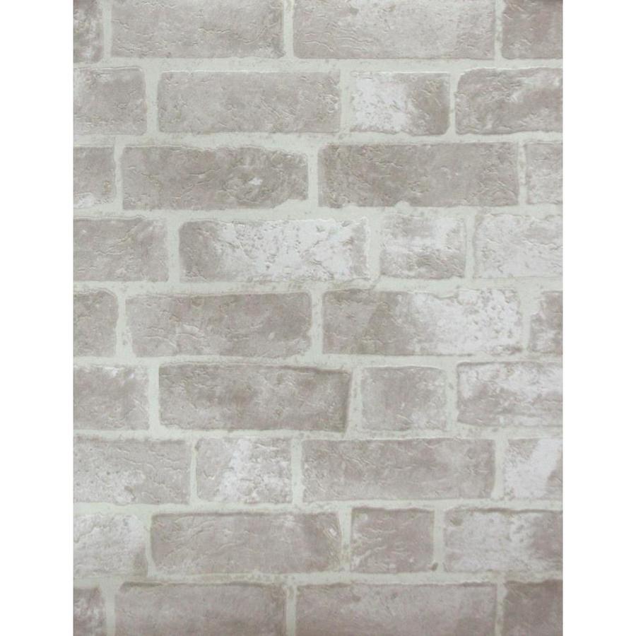 York Wallcoverings Gray, Brick, Cement Gray, Off White, Stone Vinyl Wallpaper