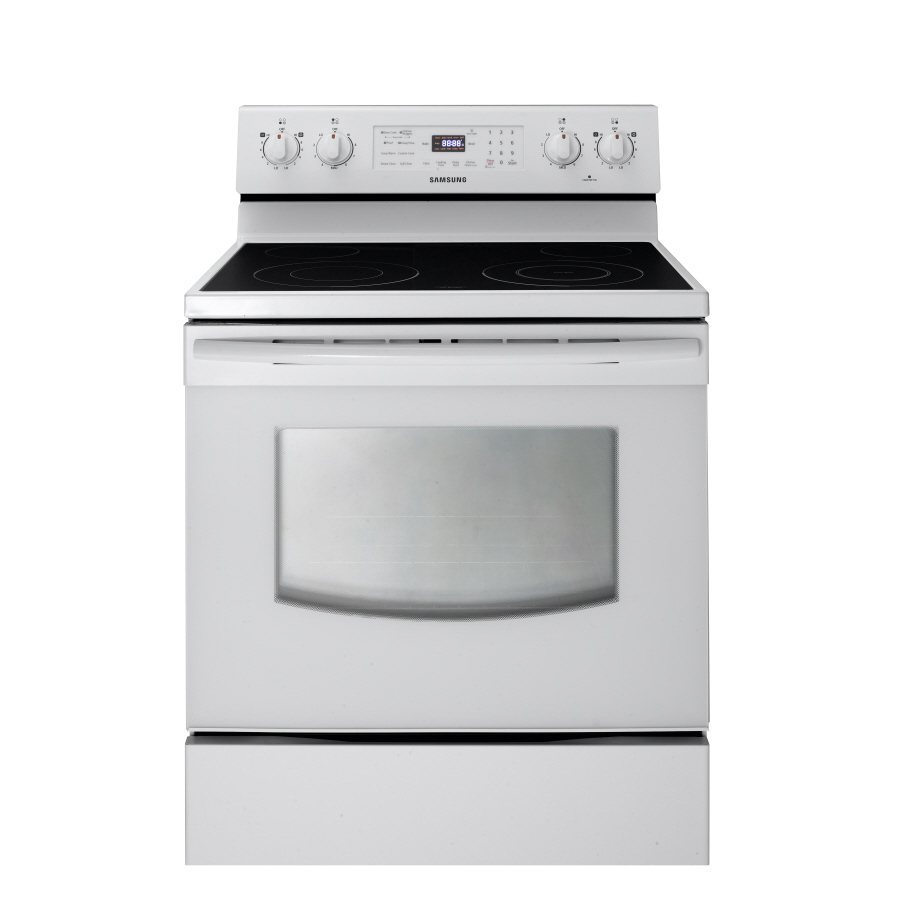 Samsung 30 in Smooth Surface Freestanding 5.9 cu ft Self Cleaning with Steam Electric Range (White)