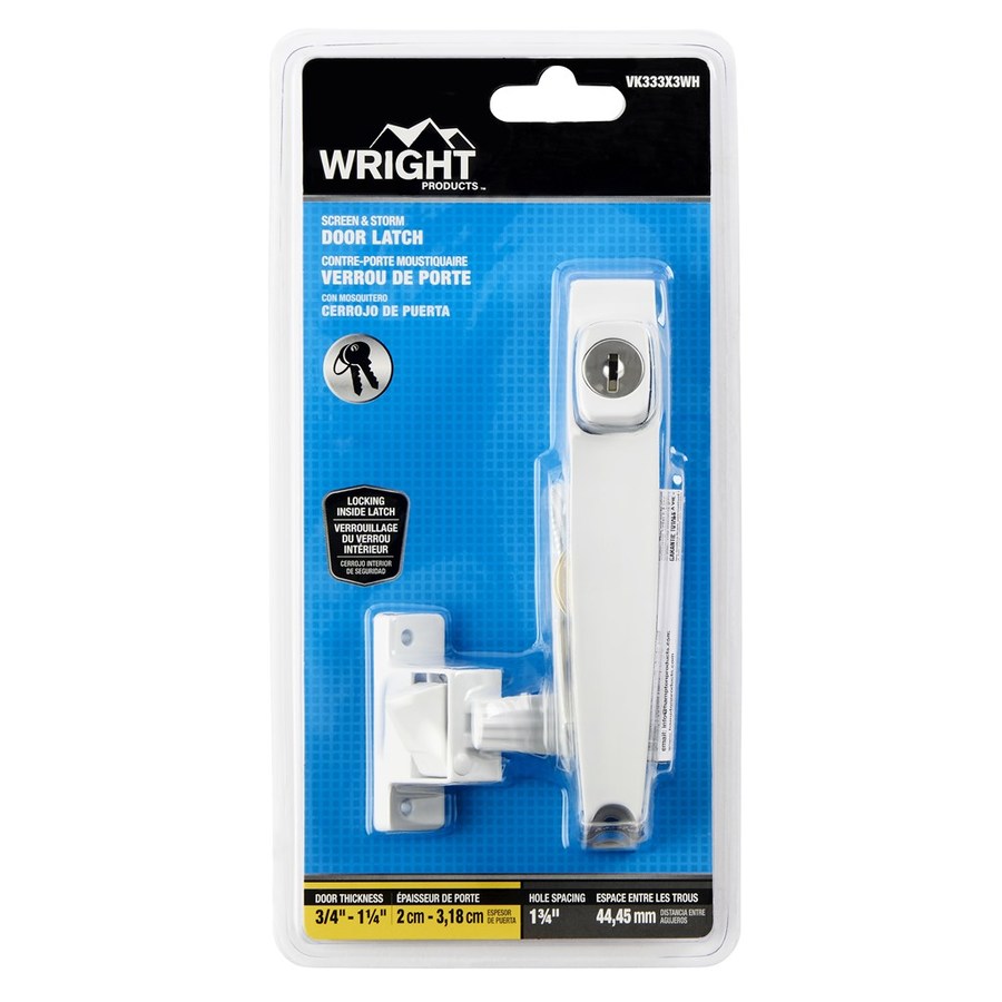 WRIGHT PRODUCTS 3.5 in Keyed White Screen Door and Storm Door Push Button Latch