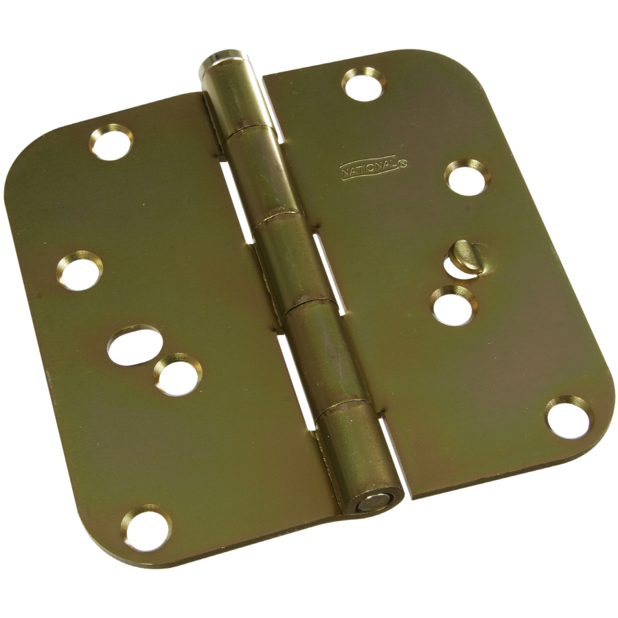 National 4 in H Brass Plated 5/8 in Radius Interior/Exterior Mortise Door Hinge