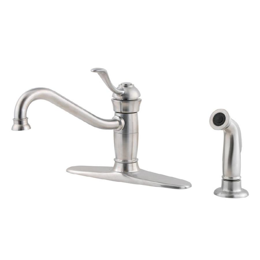 Pfister Wakely Stainless Steel 1 Handle Low Arc Kitchen Faucet with Side Spray