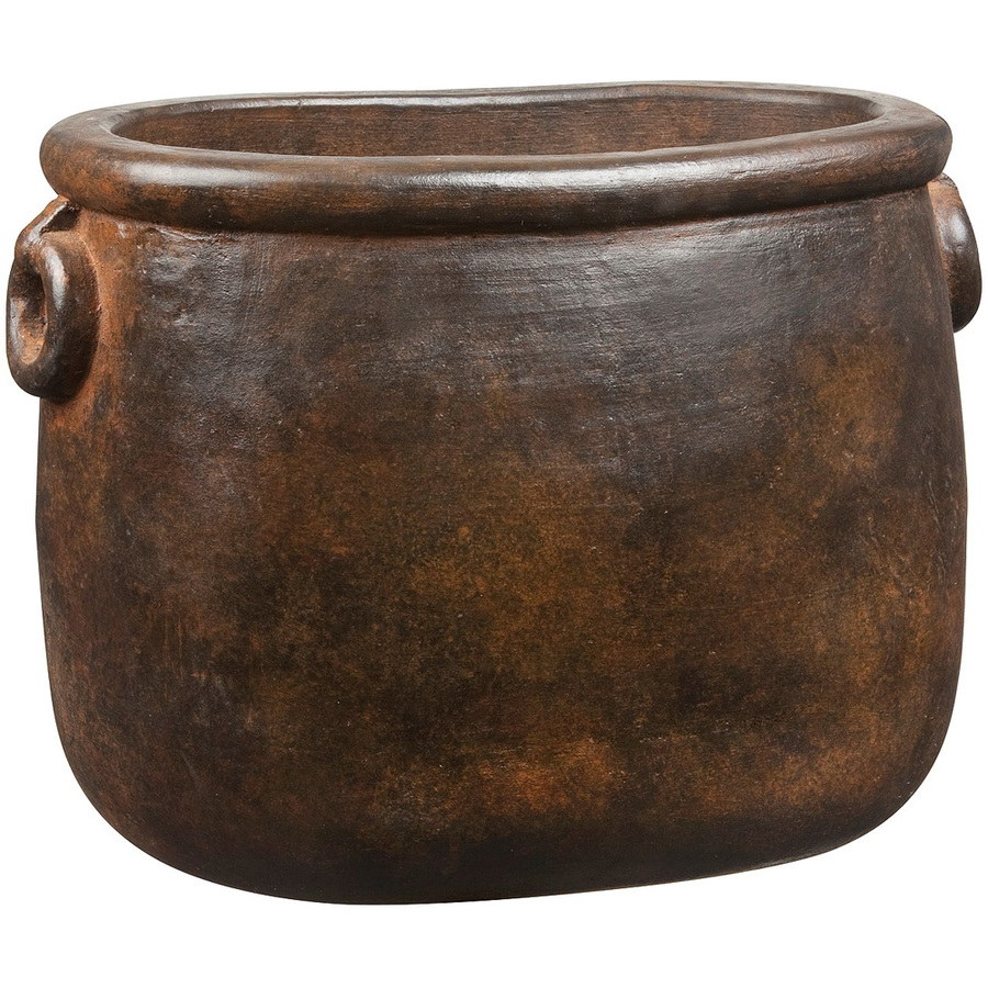 New England Pottery 12.992 in H x 18.504 in W x 18.504 in D Cinnamon Ceramic Outdoor Pot