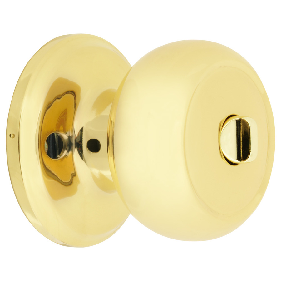 Brinks Home Security Classics Polished Brass Round Turn Lock Residential Privacy Door Knob