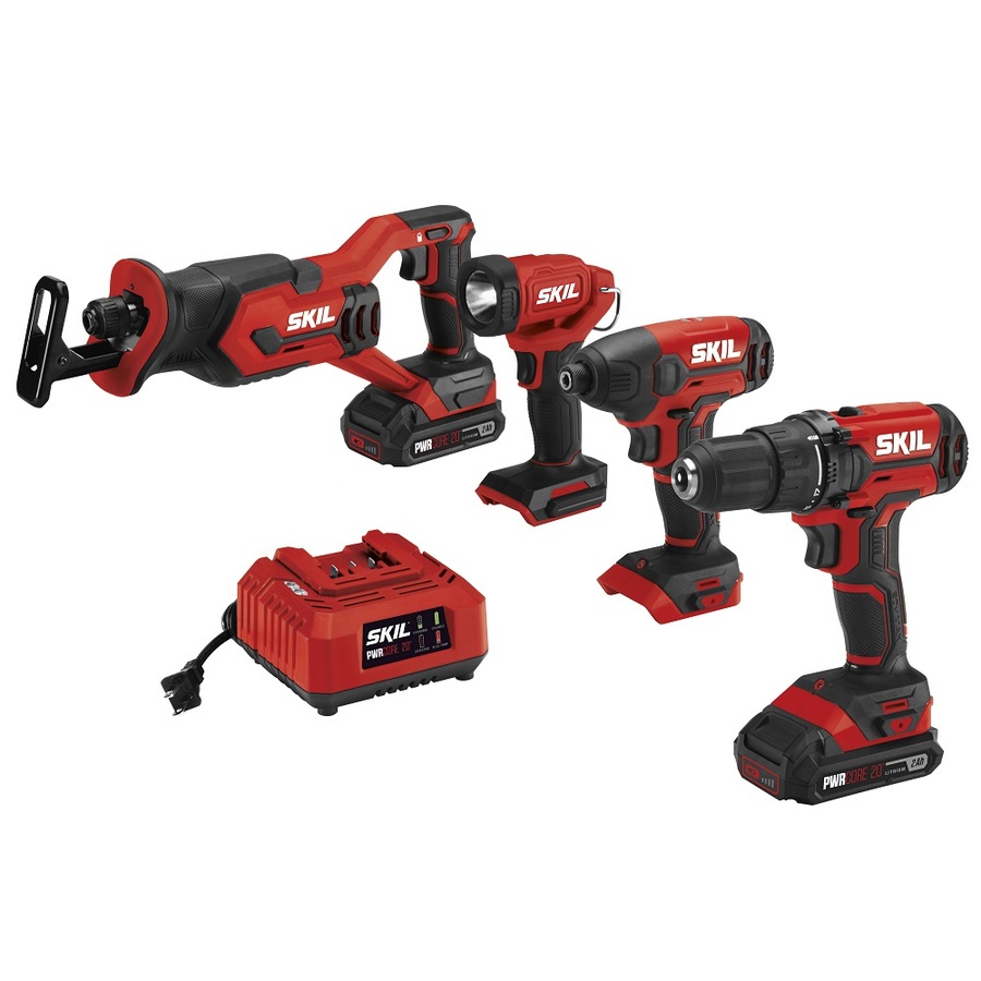 SKIL PWRCore 20 4-Tool 20-Volt Power Tool Combo Kit (Charger Included and 2-Batteries Included) | CB739601
