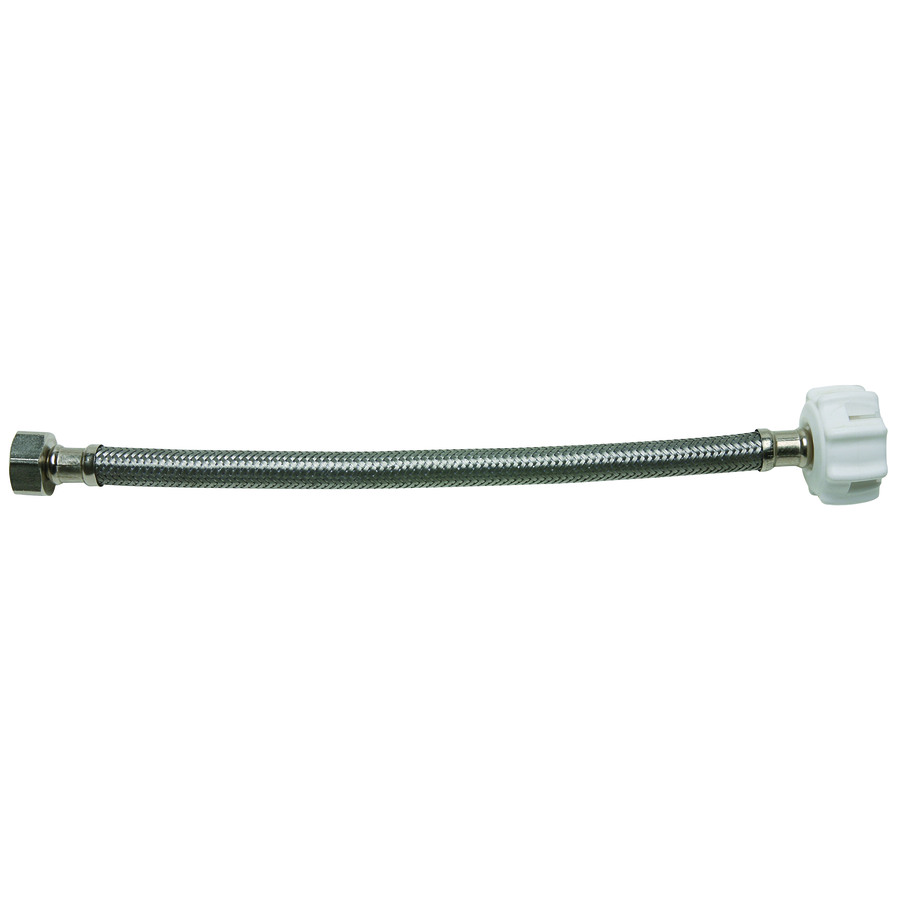 Fluidmaster 3/8-in Compression 12-in Braided Stainless Steel Flexible Toilet Supply Line | B1T12CS
