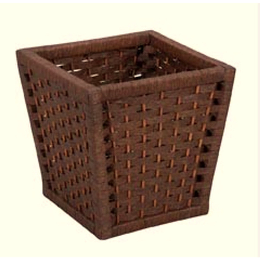 Household Essentials Brown Mixed Material Wastebasket | ML-7031