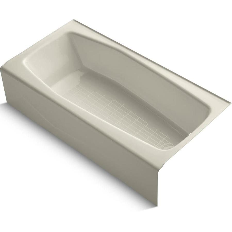KOHLER Villager 60 in L x 30.25 in W x 14 in H Almond Cast Iron Rectangular Skirted Bathtub with Right Hand Drain