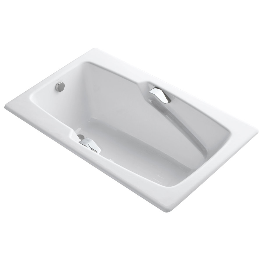 KOHLER Steeping 60 in L x 36 in W x 20.38 in H White Cast Iron Rectangular Drop In Bathtub with Reversible Drain