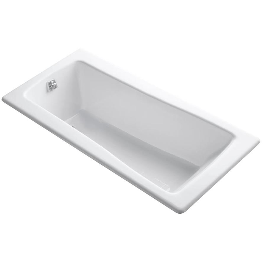 KOHLER Maestro 66 in L x 32 in W x 18.25 in H White Cast Iron Rectangular Drop In Bathtub with Reversible Drain