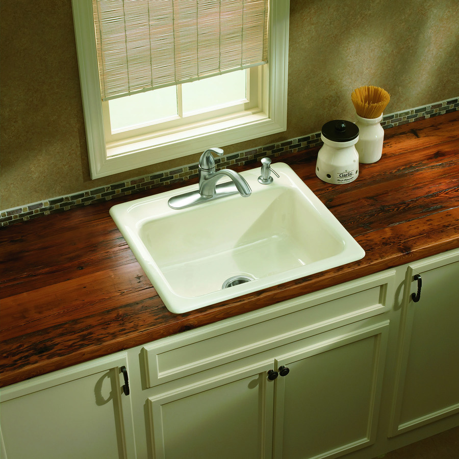 KOHLER Mayfield Single Basin Drop In Enameled Cast Iron Kitchen Sink