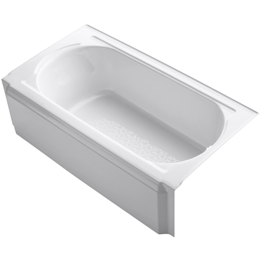 KOHLER Memoirs 60 in L x 33.75 in W x 17.44 in H White Cast Iron Oval in Rectangle Skirted Bathtub with Right Hand Drain