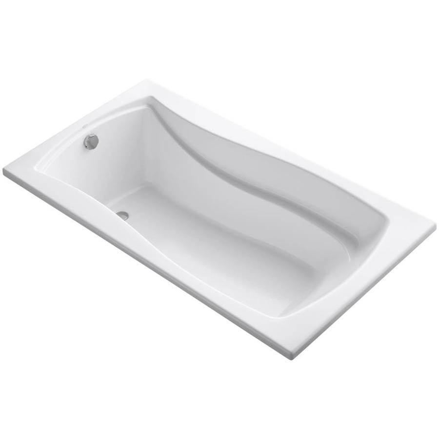 KOHLER Mariposa 66 in L x 36 in W x 20 in H White Acrylic Hourglass in Rectangle Drop In Bathtub with Reversible Drain