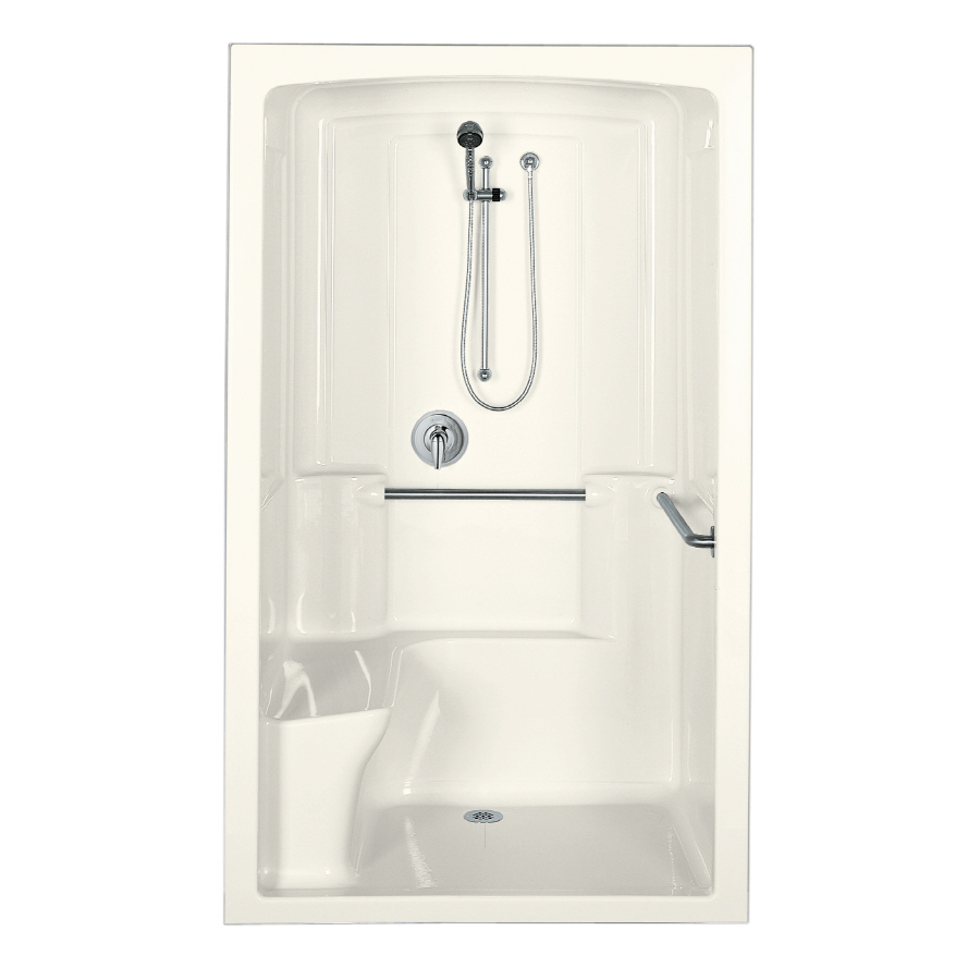 KOHLER Freewill 84 in H x 37.5 in W x 52 in L Biscuit Acrylic 1 Piece Shower with Integrated Seat