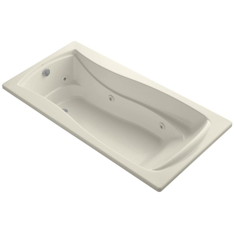 KOHLER Mariposa 72 in L x 36 in W x 20 in H Almond Hourglass in Rectangle Whirlpool Tub