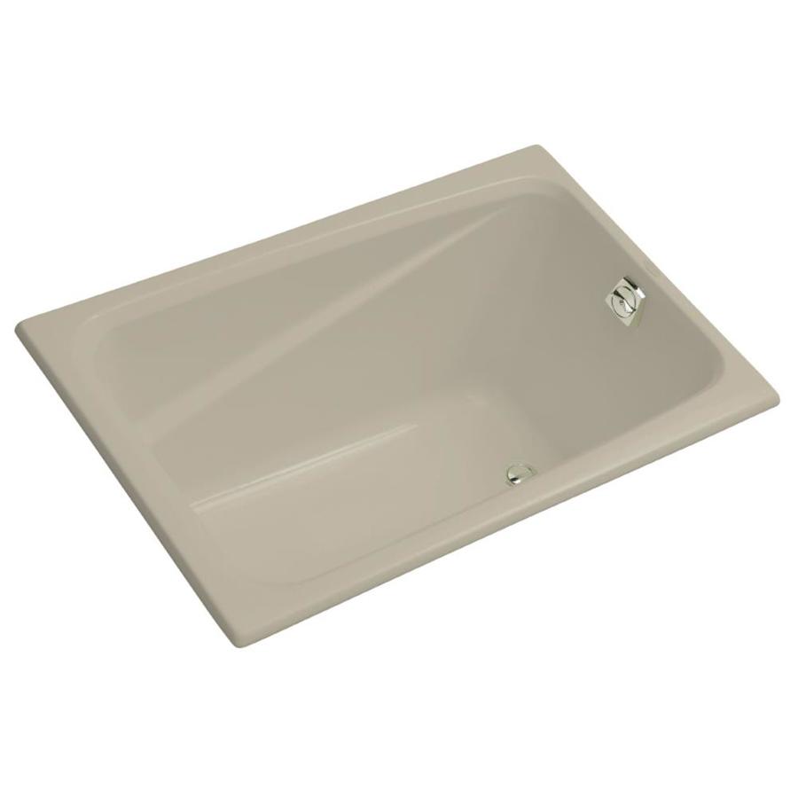 KOHLER Greek 48 in L x 32 in W x 23.38 in H Sandbar Acrylic Rectangular Drop In Bathtub with Reversible Drain