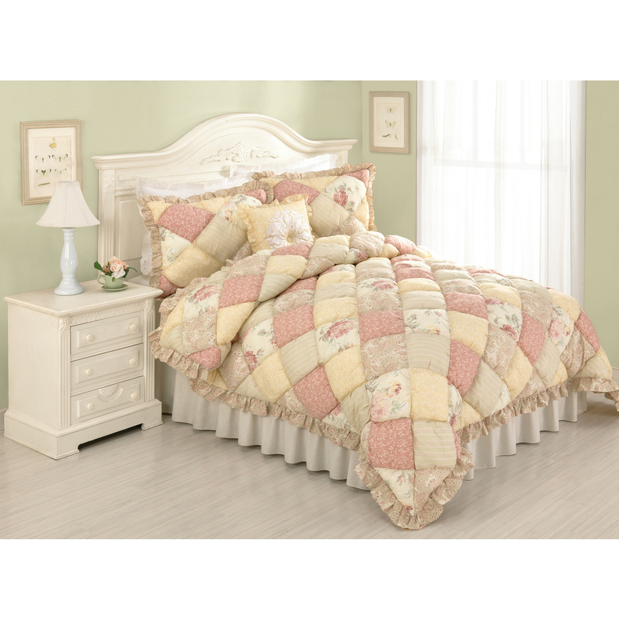 Modern Heirloom Molly Puff 3 Piece Multicolor Full/Queen Quilt Set