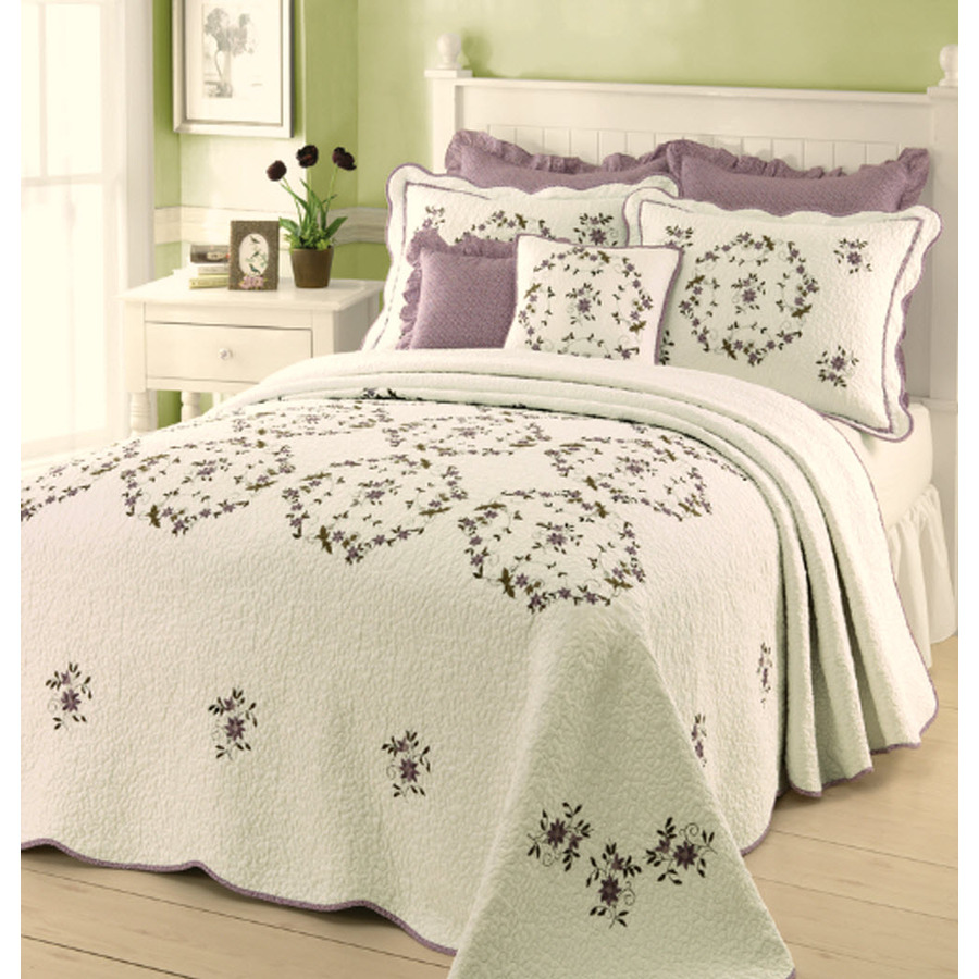 Modern Heirloom Gwen Embroidered 1 Piece Cream King Bedspread Set