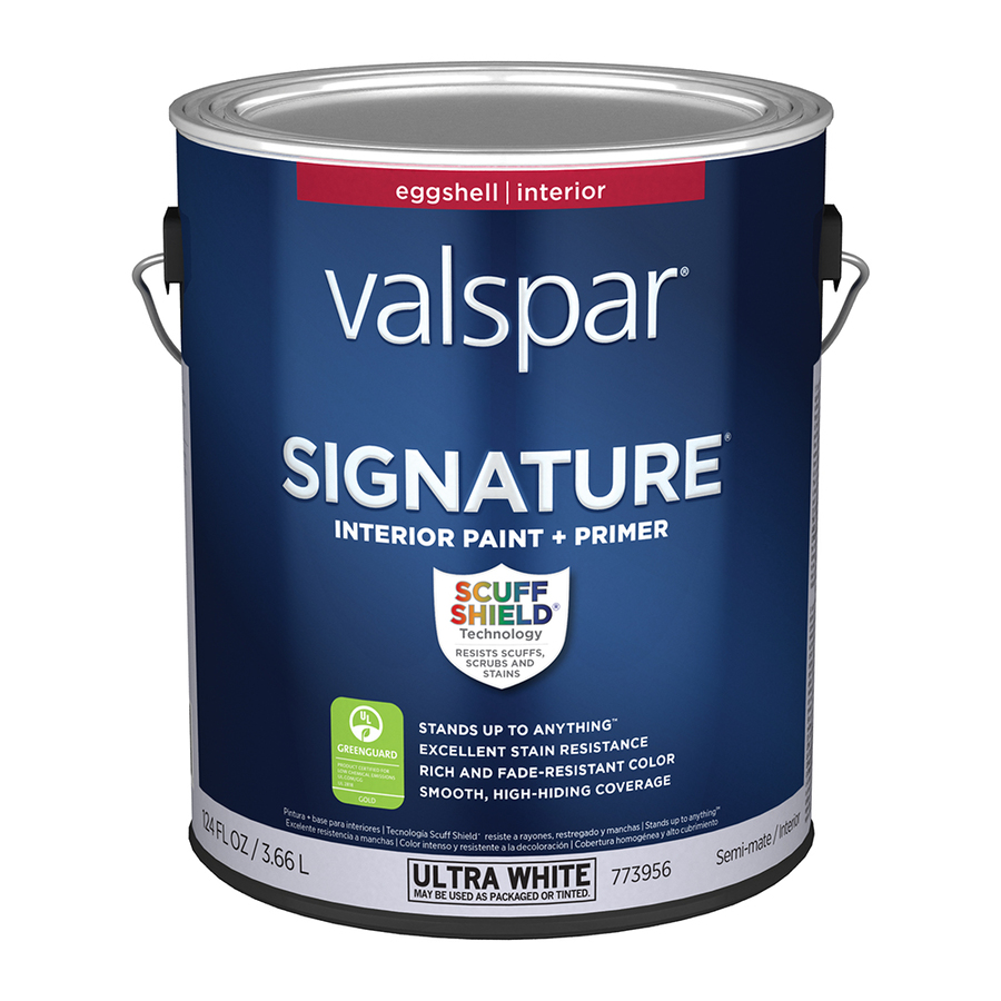 Valspar Signature Ultra White/Base A Eggshell Latex Interior Paint and Primer in One (Actual Net Contents 124 fl oz)