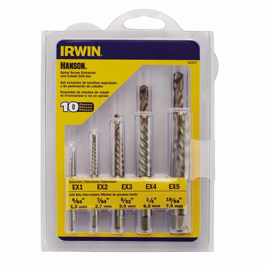 IRWIN Hanson 10 Piece Spiral Screw Extractor and Drill Bit Combo Pack