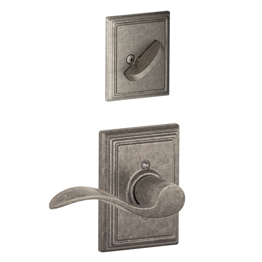 Schlage 1 3/8 in to 1 3/4 in Distressed Nickel Decorative Single Cylinder Lever Entry Door Interior Handles