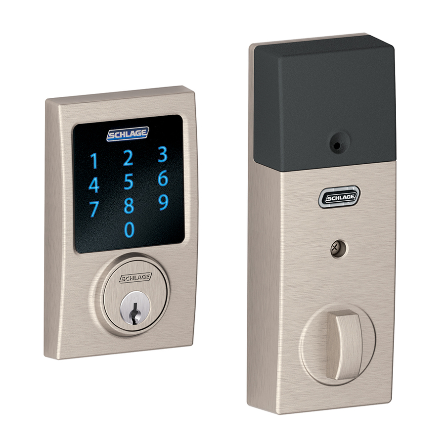 Schlage Connect Century Satin Nickel Single Cylinder Motorized Touchscreen Electronic Entry Door Deadbolt with Keypad