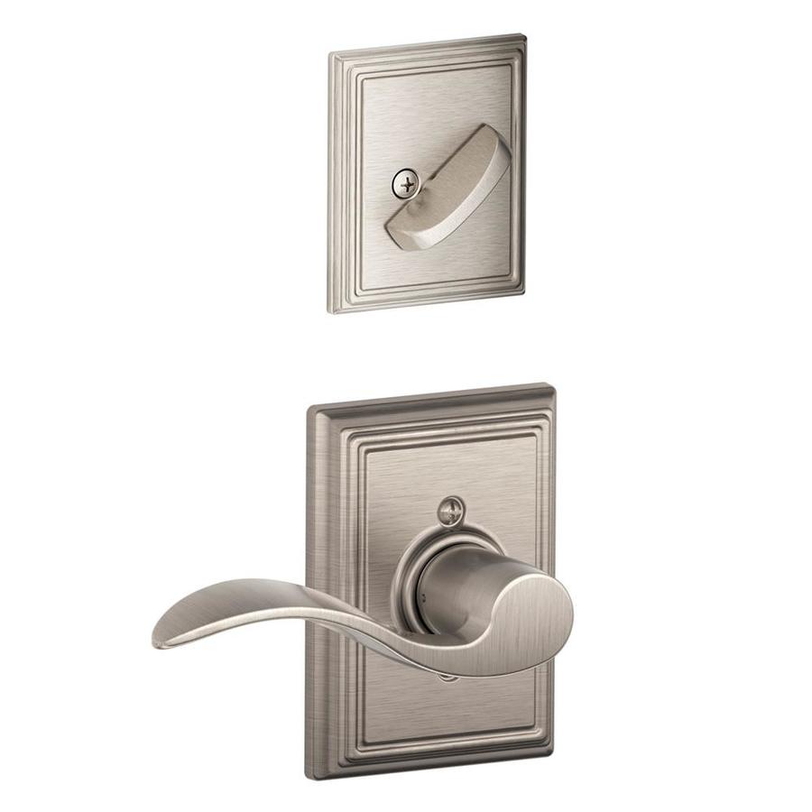 Schlage 1 3/8 in to 1 3/4 in Satin Nickel Decorative Single Cylinder Lever Entry Door Interior Handles