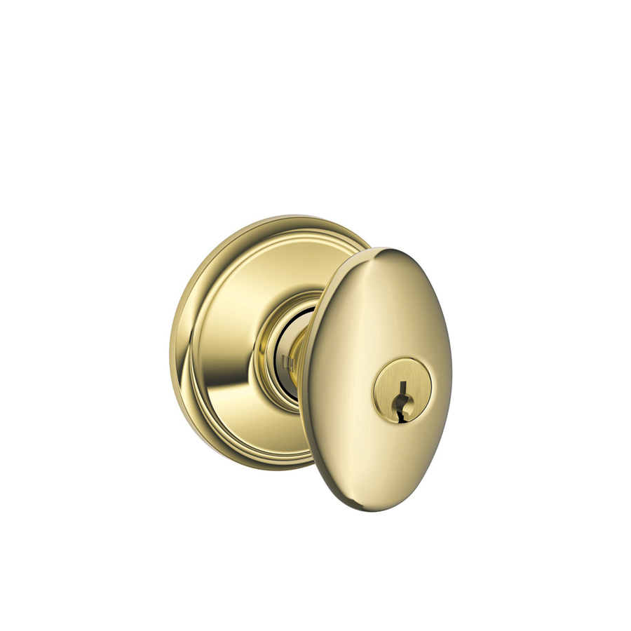 Schlage F Siena Lifetime Bright Brass Egg Keyed Entry Door Knob